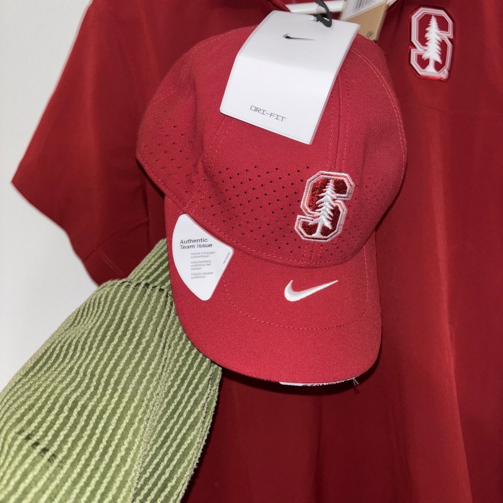 Nike Women Stanford University Cardinal Dri-Fit Woven Polo Size M NWT + Hat Cap - Picture 4 of 6